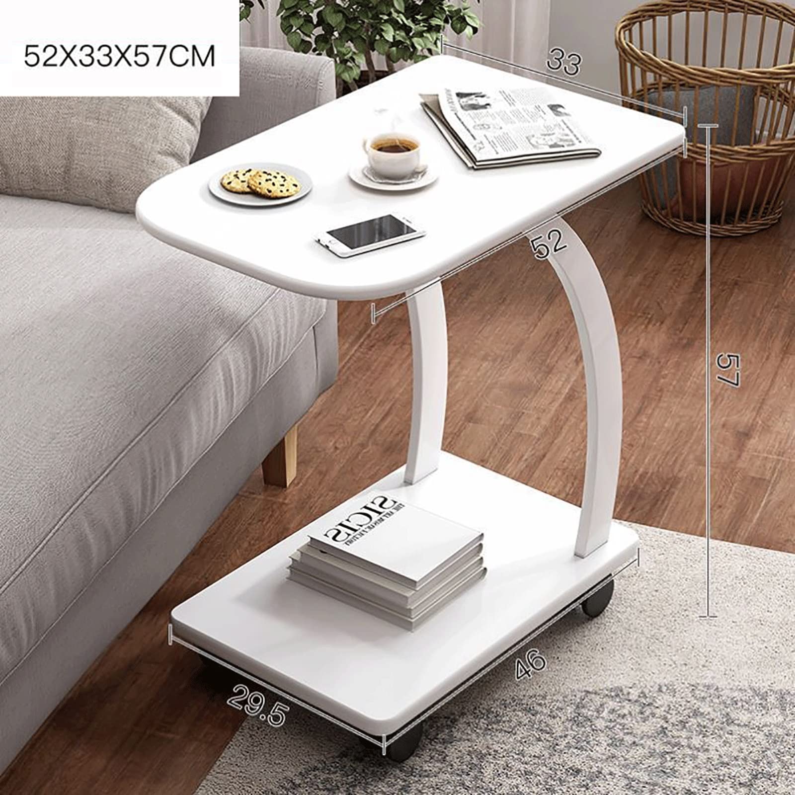 Tavolini da Letto Tavolini da Letto su Ruote, Tavolo per Laptop Doppio Spazio di archiviazione Scrivania per Computer Divano in Legno Tavolino da Ospedale Tavolo da Infermeria per Leggere Mangiare (