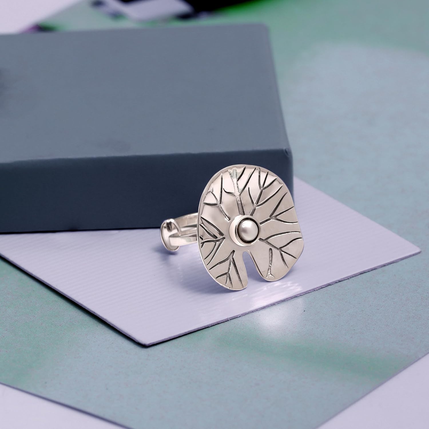 LeCalla 925 Sterling Silver Adjustable Rings for Women | Lightweight Adjustable Vintage Design Stackable Finger Ring | Nature Inspired Handmade Engagement Promise Ring Jewelry - Image 3