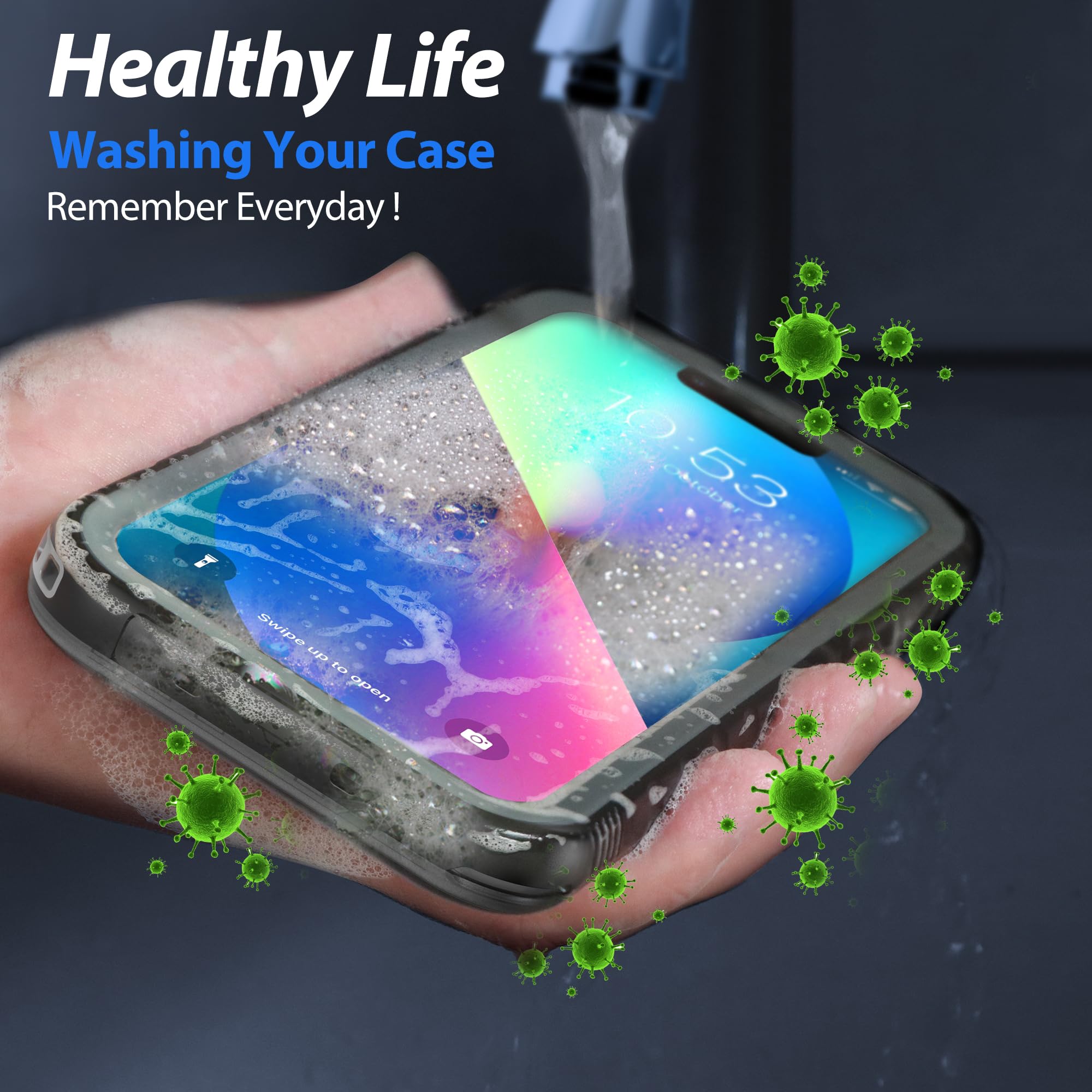 SPORTLINK Waterproof Case For IPhone 13 - Full Body Shockproof Dustproof Phone Screen Protector Cover 6 1 Inch Black