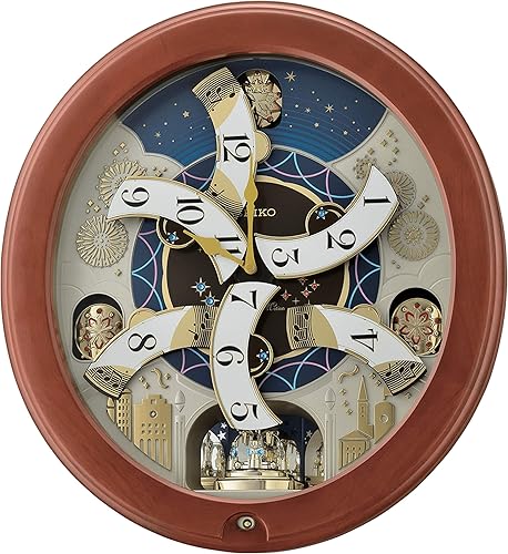 Miniatura 4 de Seiko Reloj de pared Melodies in Motion, noche estrellada brillante
