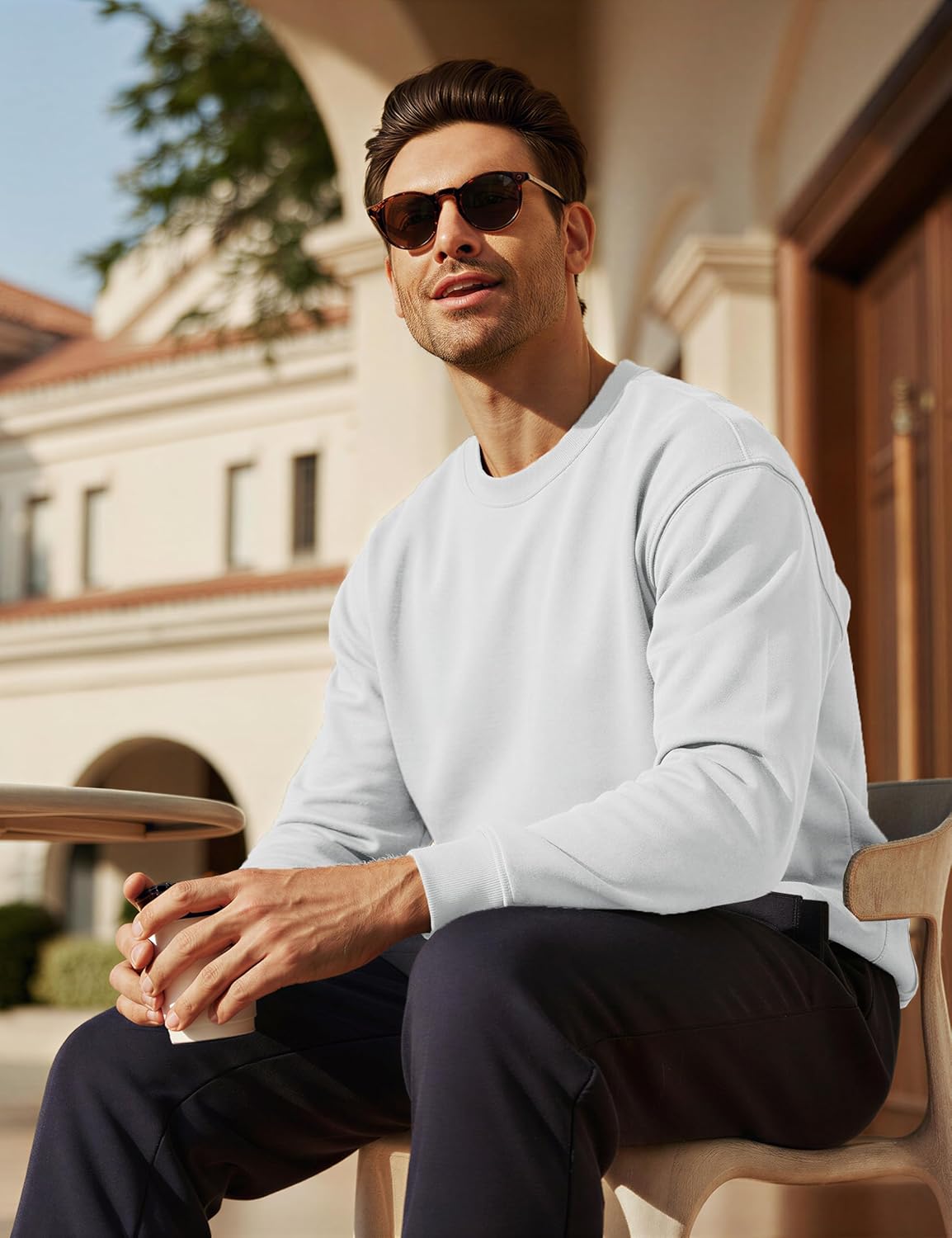 MAGCOMSEN Men's Fleece Lined Sweatshirts Long Sleeve Crewneck Pullover Winter Fall Warm Casual Sweatshirt - Image 3