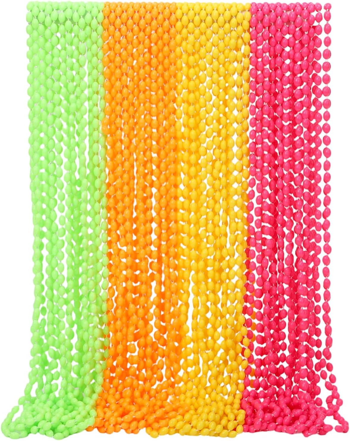 48 Pack Mardi Gras Beads Necklaces, 30 Inch Macaron Plastic Beads for Party Favors, Festival Decorations, Parade Throws, Christmas, Birthday Celebrations (Oval)