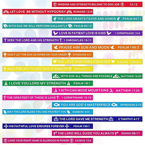 Miniatura 23 de Minatee 60 pulseras religiosas de silicona a granel con versículos bíblicos, pulseras motivacionales de goma cristiana, pulseras de Jesús, regalos