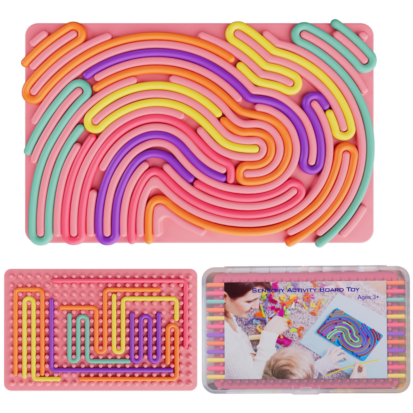 Sensory Fidget Toys for Kids Toddler Boys ,Sensory Activity Board for Stress Anxiety Autistic ADHD, Calm Down Travel Airplane Essentials Toys for 3+ Year Old, Stuffers Gifts for Teen Girls
