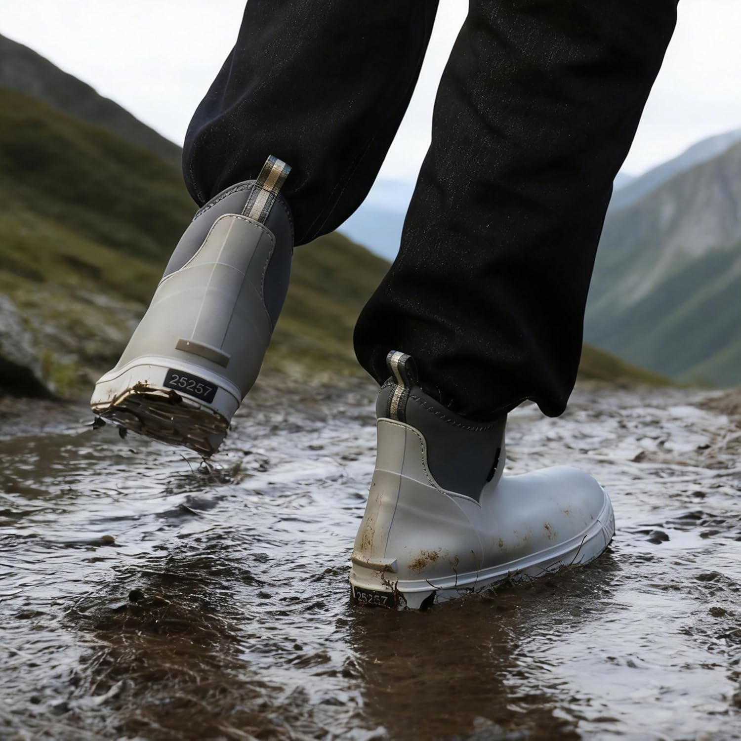 Deck Boots Waterproof for Men & Women - Slip Resistant Neoprene PVC Rain Boots with EVA Insole, Lightweight Comfortable Ankle Deck Shoes for Boating, Fishing, Wet Weather Work