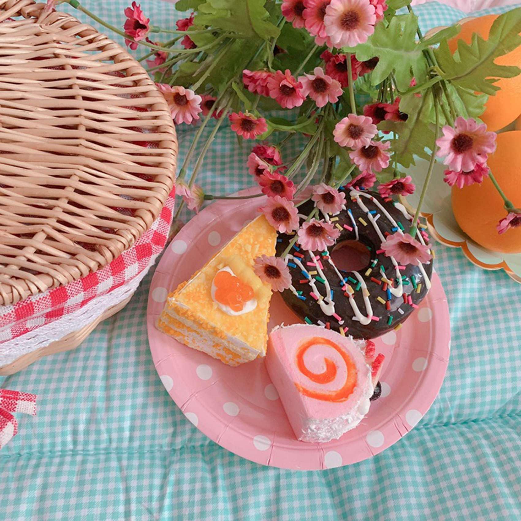 Lot de 6 paniers de pique-nique en osier avec couvercle et doublure pour pique-niques, fêtes et barbecues