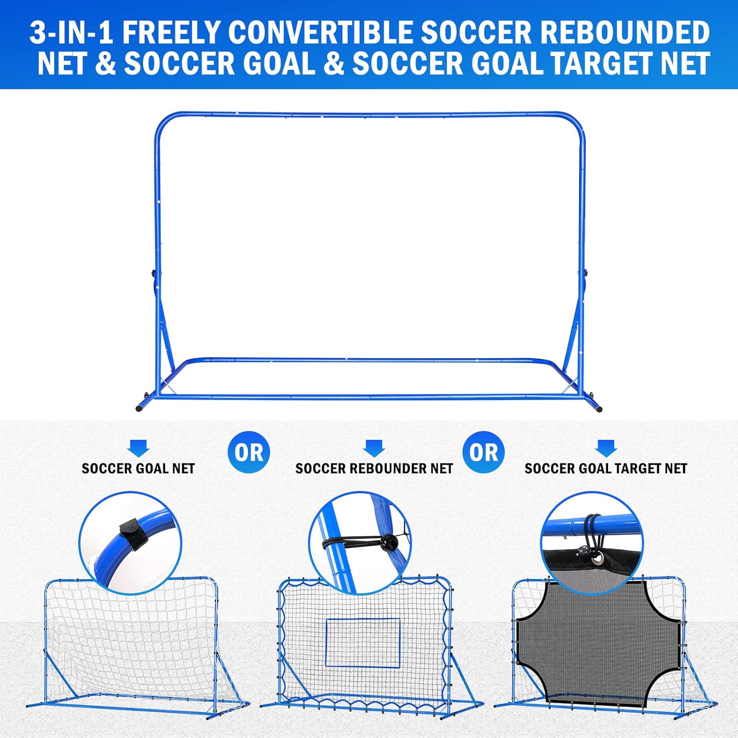 soccer rebounder net, quick-switch angle dual-sided/dual/three mode easy setup soccer goal rebounder for control, passing practice, soccer training gifts aids & equipment for kids,teens&adults 6ftx4ft three mode soccer net