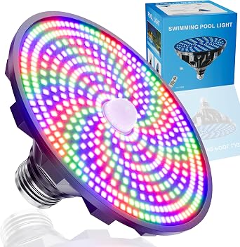 Pool Light Bulb for Inground Pools -70 Watts Led Pool Lights Inground with 12 Color Modes, Remote Control, E26 Base | Energy-Efficient LED Pool Lights for Inground & Above Ground Pools