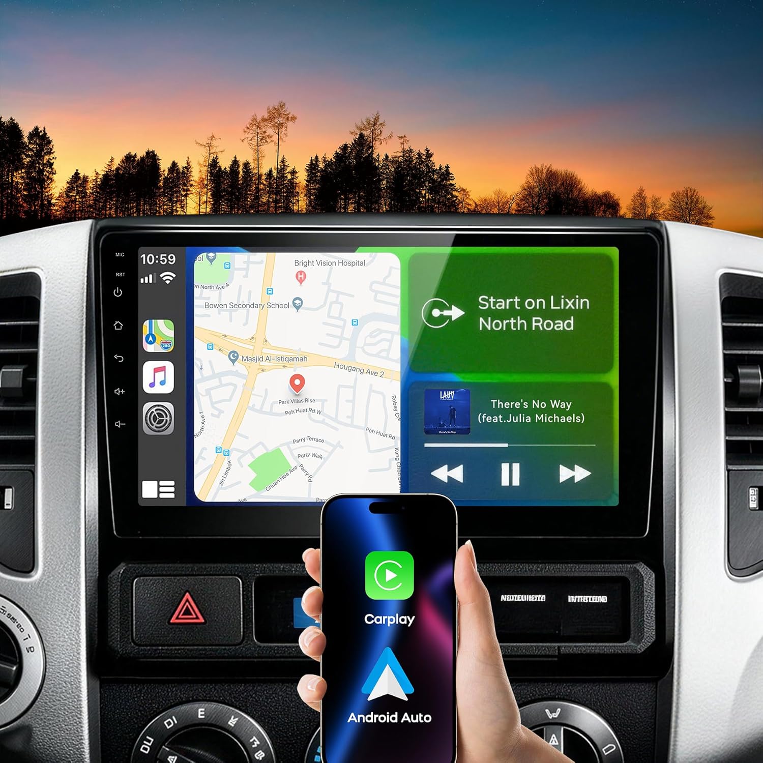 Car Radio Stereo for Toyota Tacoma 2005-2015, 9 inch Touch Screen Car Stereo with Wireless Carplay, Android Auto, For Toyota Tacoma Radio with Bluetooth, Backup Camera, AM/FM, Head Unit - 2+64G