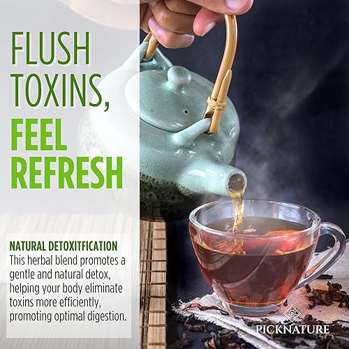 Miniatura 6 de PICKNATURE USDA Organic Hibiscus Detox Cleanse Tea Recién recogido de Tailandia  60 bolsas de té (paquete de más de 200 tazas)  Regalos de té de
