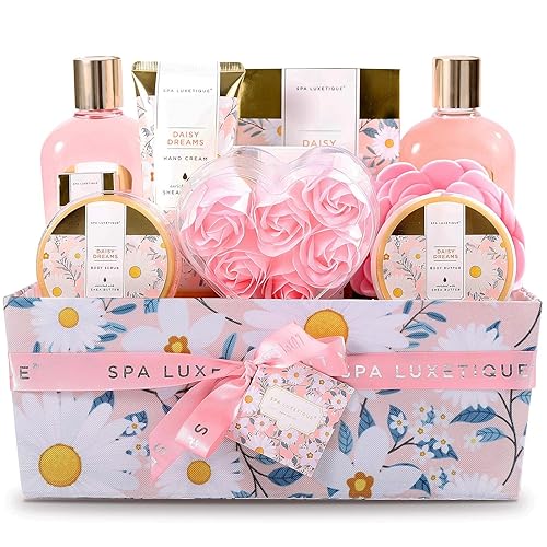 Cestas de regalo de spa para mujeres, juego de regalo de baño Spa Luxetique, 12 piezas de kit de spa relajante en casa para mujeres con gel de