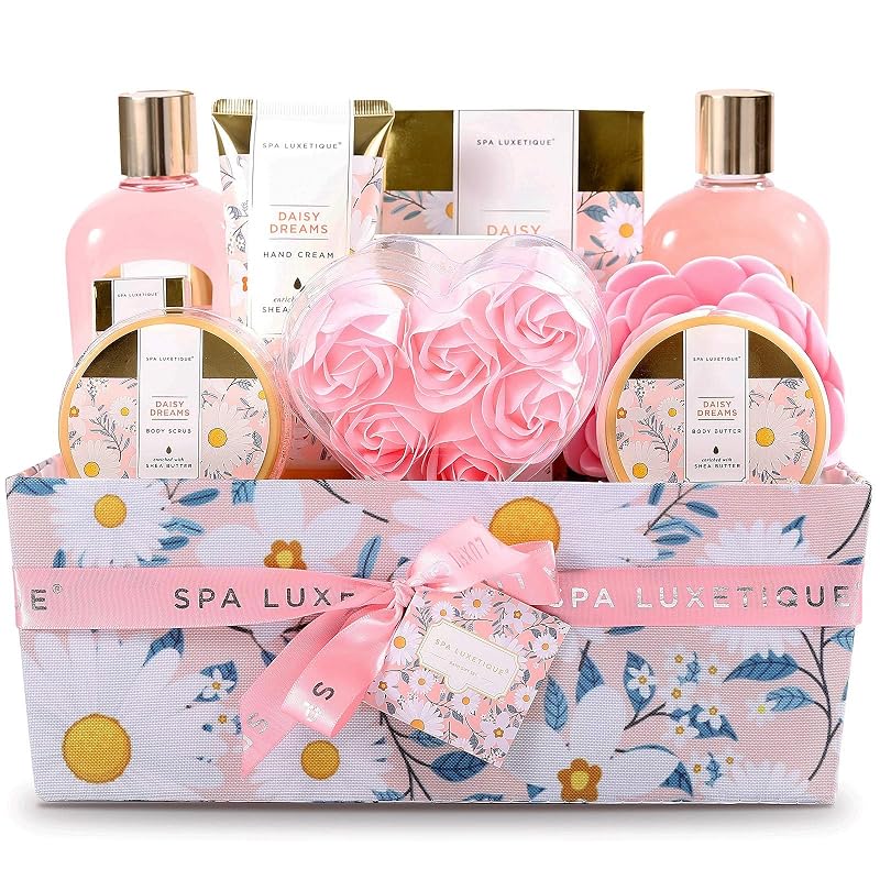 Kit de banho Spa Luxetique spa luxetique com 12 peças, gel de banho, sais de banho, óleo essencial, loção corporal, creme para as mãos e caixa de tecido