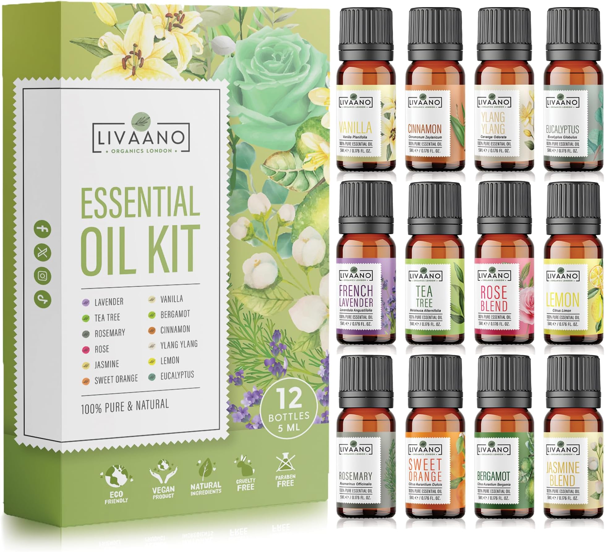 Essential Oils Set – 100% Pure Aromatherapy Oils for Diffusers for Home, Massage & Relaxation | Lavender, Tea Tree, Eucalyptus, & More | Gift Set for Women & Men