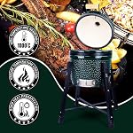 London Sunshine Ceramic Kamado Charcoal BBQ Grill Junior Series - 15 Inch Ceramic with Stand - Green