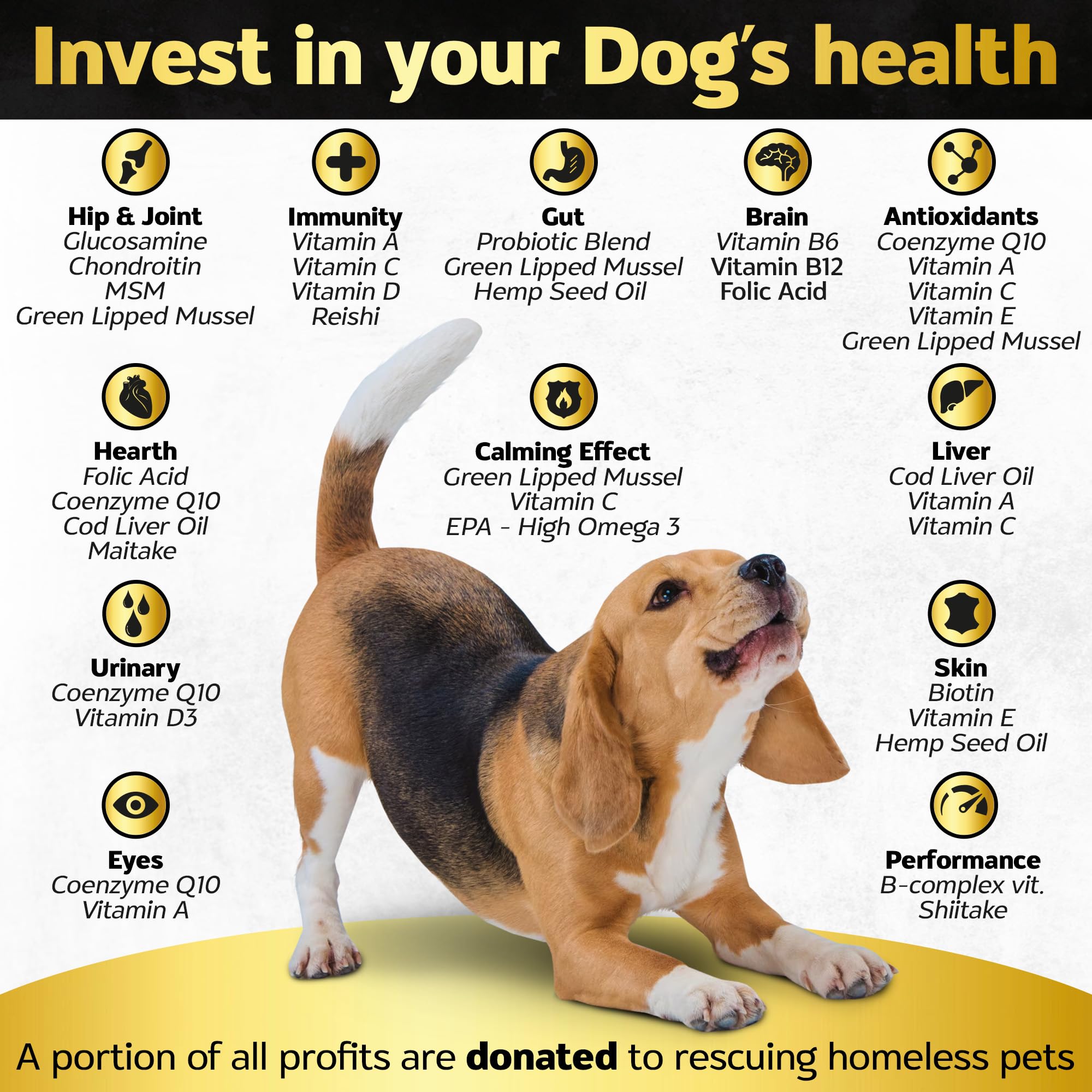 30 Soft Chews Dog Vitamins - Hemp Oil Glucosamine Chondroitin Hip and Joint Support Health, Skin & Coat Supplements, Digestion & Immune Booster, Heart, Probiotics - Bacon Flavour — Amazon image 2