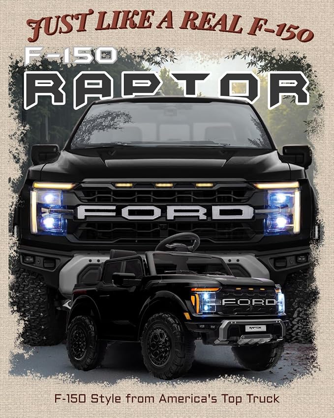 First Ride On 12V Ford F-150 Raptor para niños con control remoto miniatura 2