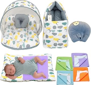 Infantbond by Fareto Newborn Baby Essentials Combo Set – 9 in 1 All-Season Hospital Care Kit for Newborns (0–6 Months) | Complete Baby Gift Set | Baby Products All new Born Combo(Grey Spiral)