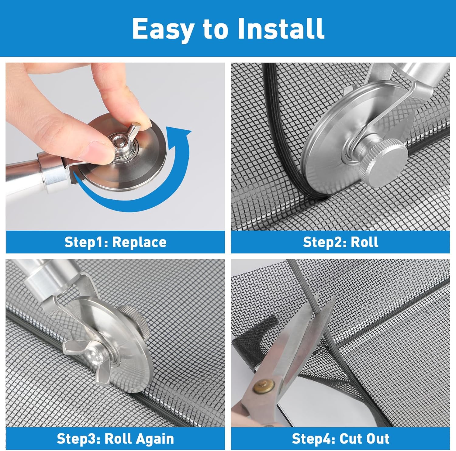 36"W × 90"L Window Screen Replacement Kit & Screen Roller Tool Kit