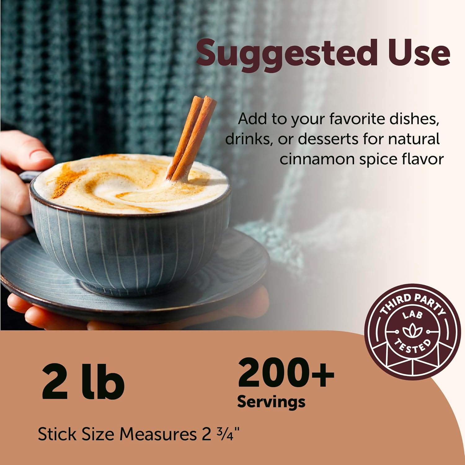 Micro Ingredients Organic Cinnamon Sticks Whole, 2lb (200+ Sticks) | Bold Aroma & Flavor | Great for Tea, Desserts & Cooking | Non-GMO, Vegan Friendly, Bulk Supply