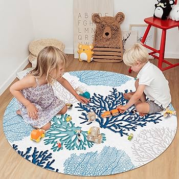 ラグ・カーペット round beach rug Amazon.com: Ocean Beach Round Rugs 6Ft Tropical Summer Theme