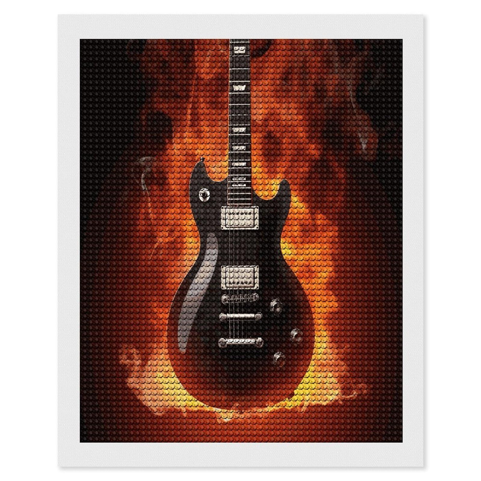 FekiLoot Rock Guitar Diamond Painting Kits for Beginners DIY Diamond Art Kits for Adults Full Drill Round Diamond Dot Gem Art Painting Fun DIY Crafts for Home Kitchen Wall Decor Gift 16"x20"