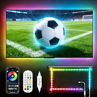 TV LED Backlight, 23ft TV LED Lights for 75-100 inch,RGB TV Backlight Behind,USB Strip Lights Behind TV, Color Changing Sync with Music, Bluetooth App Controlled Led Lights for Bedroom Home Decor