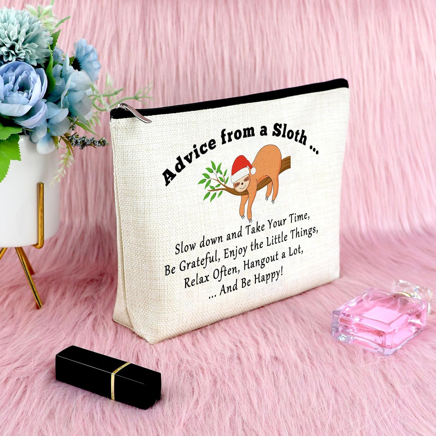 Sfodiary Sloth Lover Gift Makeup Bag Sloth Themed Gift for Women Inspirational Gifts for Friend Daughter Sister Bestie Cosmetic Bag Animal Lover Gifts for Students Coworker Christmas Birthday Present - Image 6