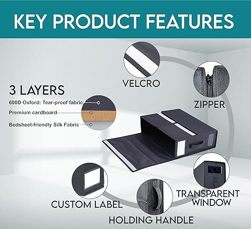 Miniatura 4 de SALWA - Organizador de sábanas (paquete de 2, negro) - Tamaño de sábana de cama KingQueen - Organizadores de sábanas y almacenamiento - Caja de