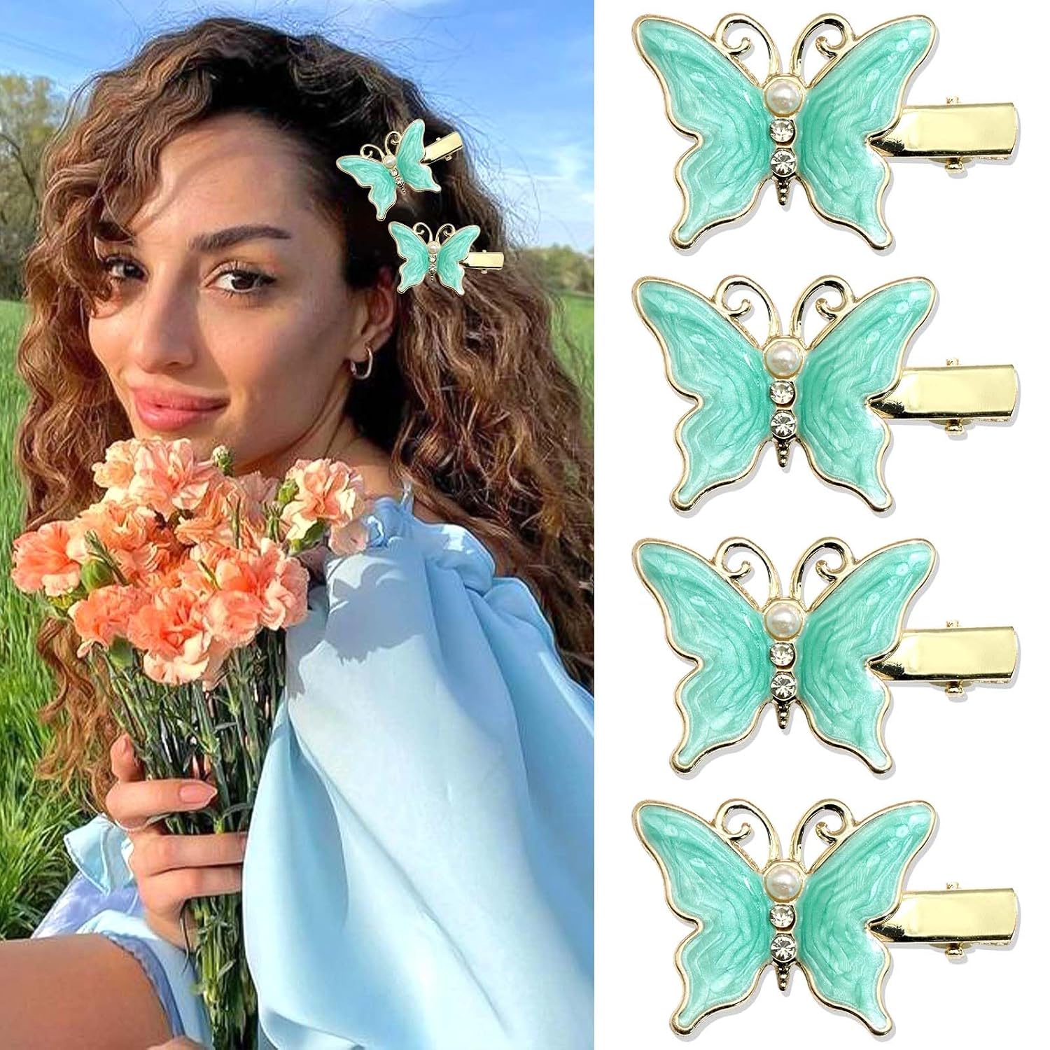 St. Patrick's Day Butterfly Hair Clips - Cute Accessories