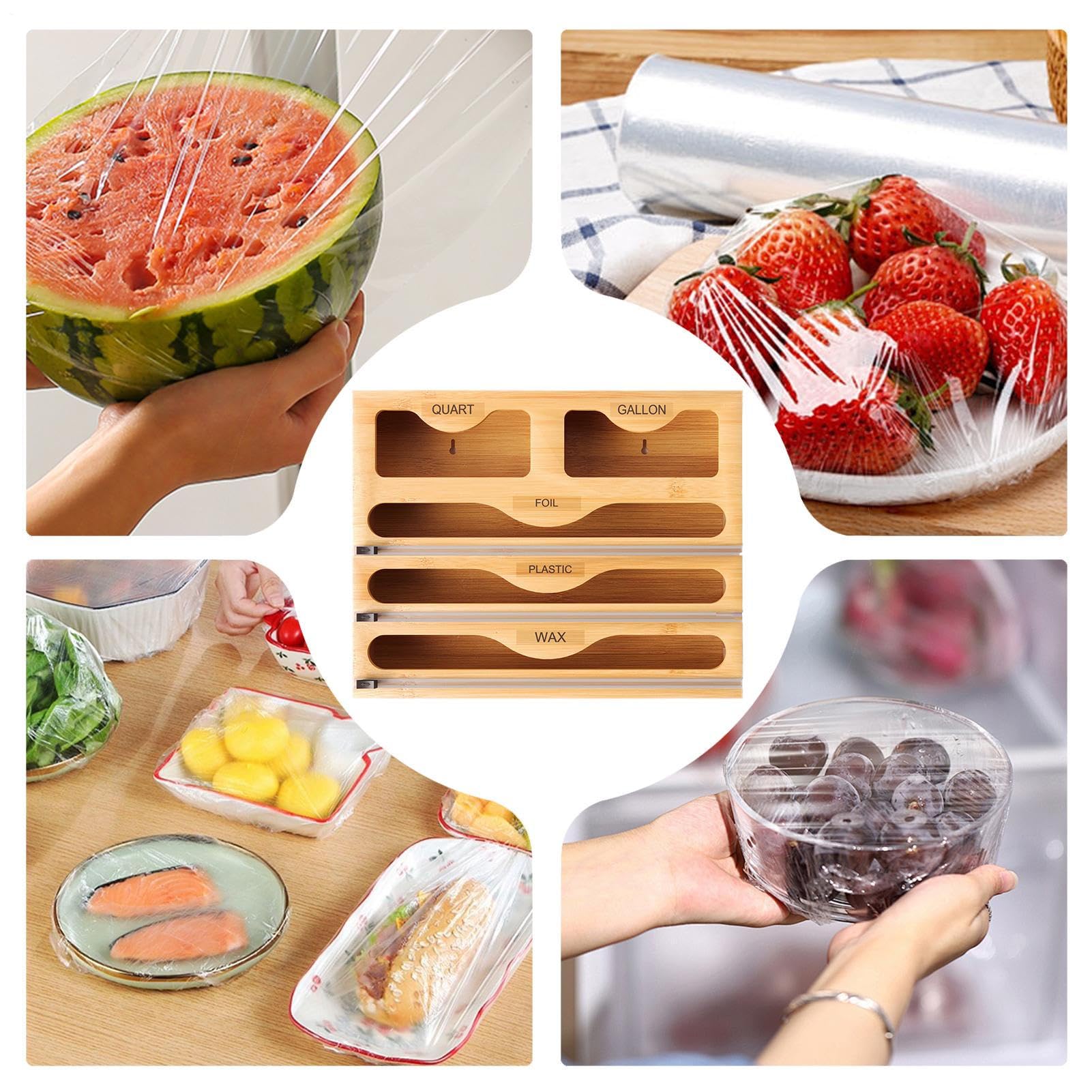 Organizador de Bolsas con Cierre Dispensador Organizador para Rollos 5 en 1 | Organizadores De Envoltura Dispensadores De Envolturas Para Cocinas De Restauración Y Para Cafeterías