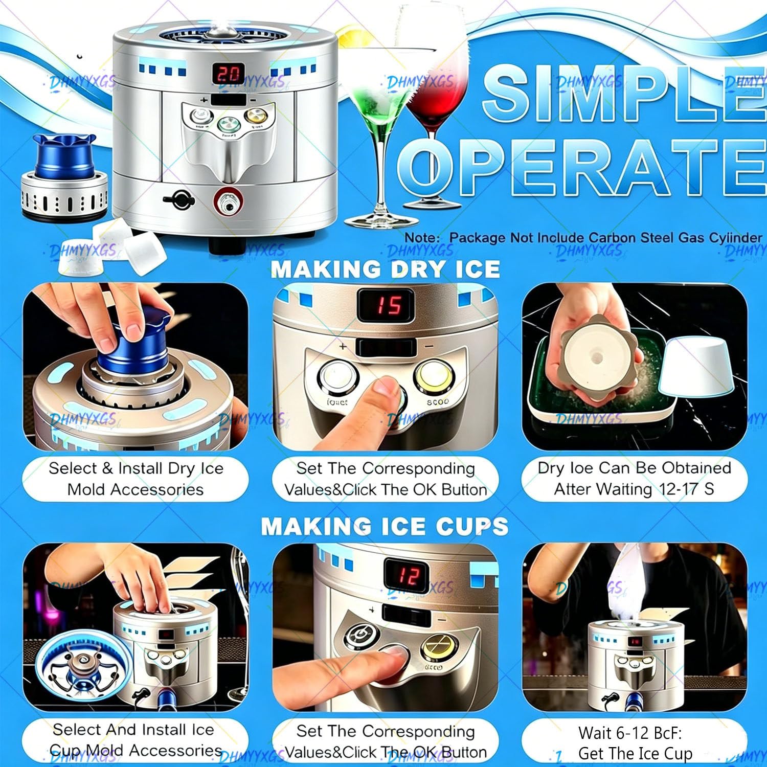 Produttore Ghiaccio Secco E Refrigeratore Combinato, Funzionamento Efficiente E Facile Usare,Costruzione Robusta in Acciaio Inox,per Feste,Catering E Locali per Somministrazione Bevande