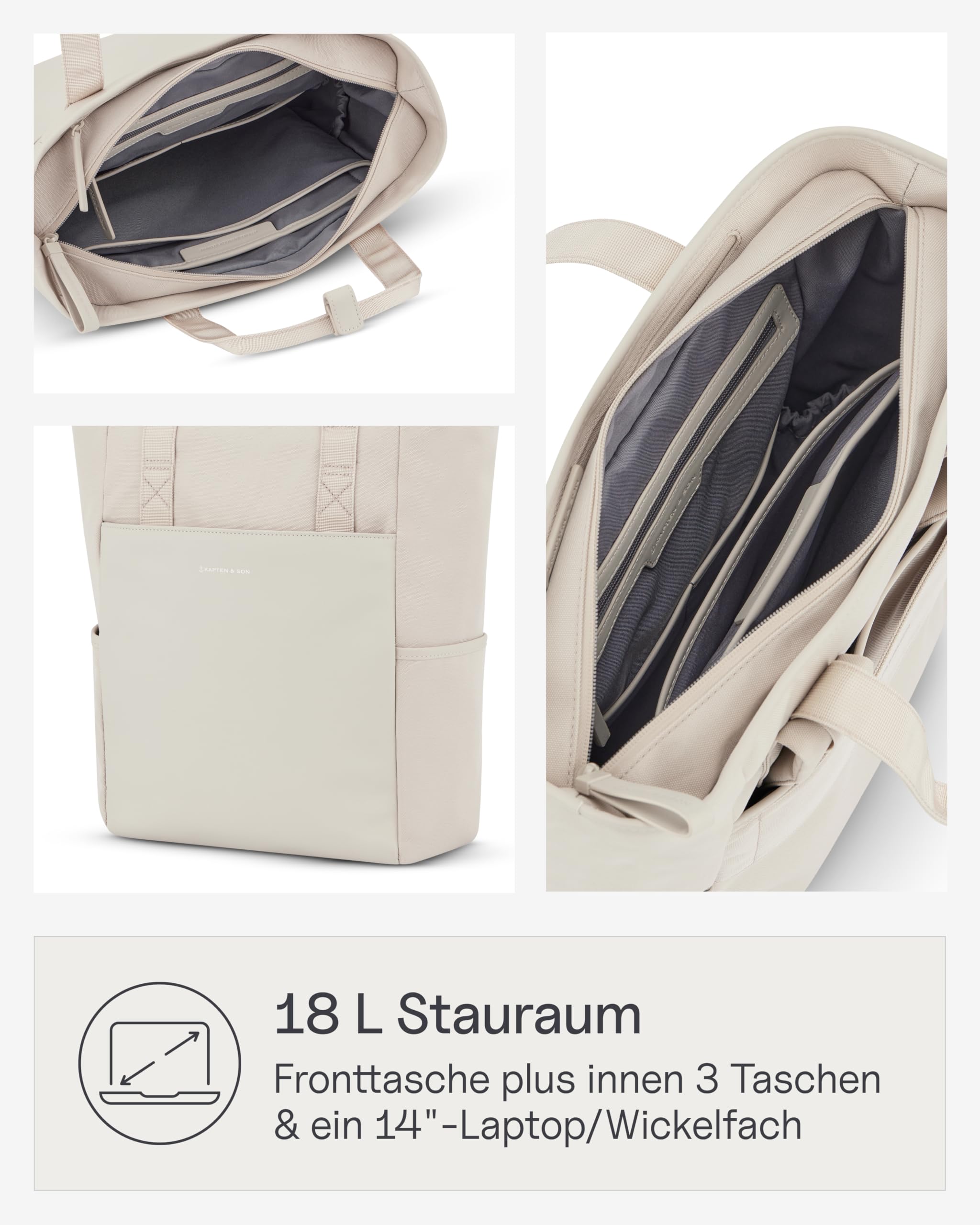 Kapten & Son Rucksack Lindby 18 L 2in1 Wickelrucksack Wickeltasche mit Kinderwagen- und Kofferbefestigung inklusive Kulturtasche Wickelunterlage isolierter Flaschenhalter