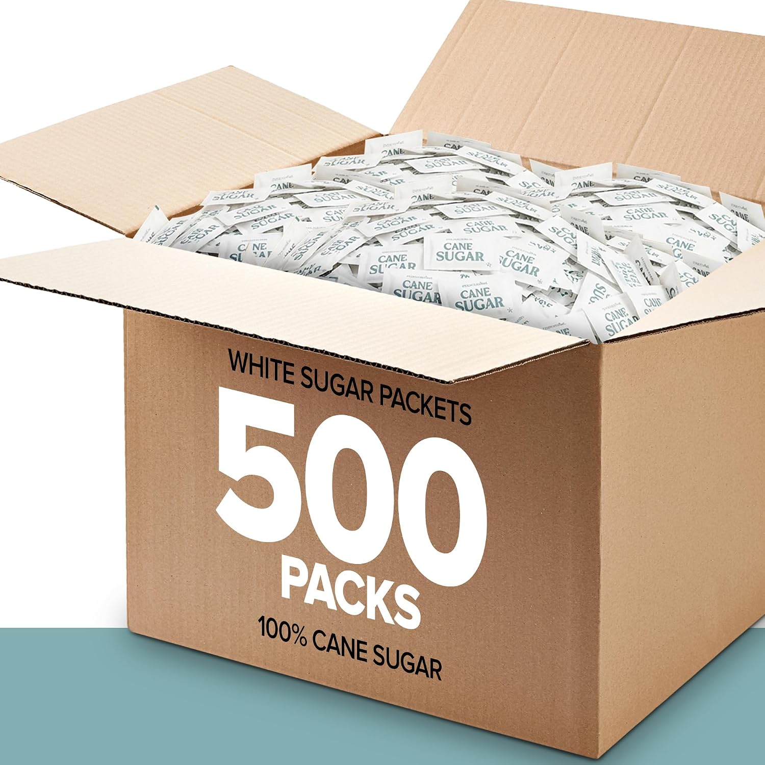 Bulk Sugar Packets, 500 Count - Individual Servings of White Sugar Packets for Coffee and Tea, Granulated Sugar Packs Great for Restaurants, Coffee Shops, Offices, Schools, and More thumbnail