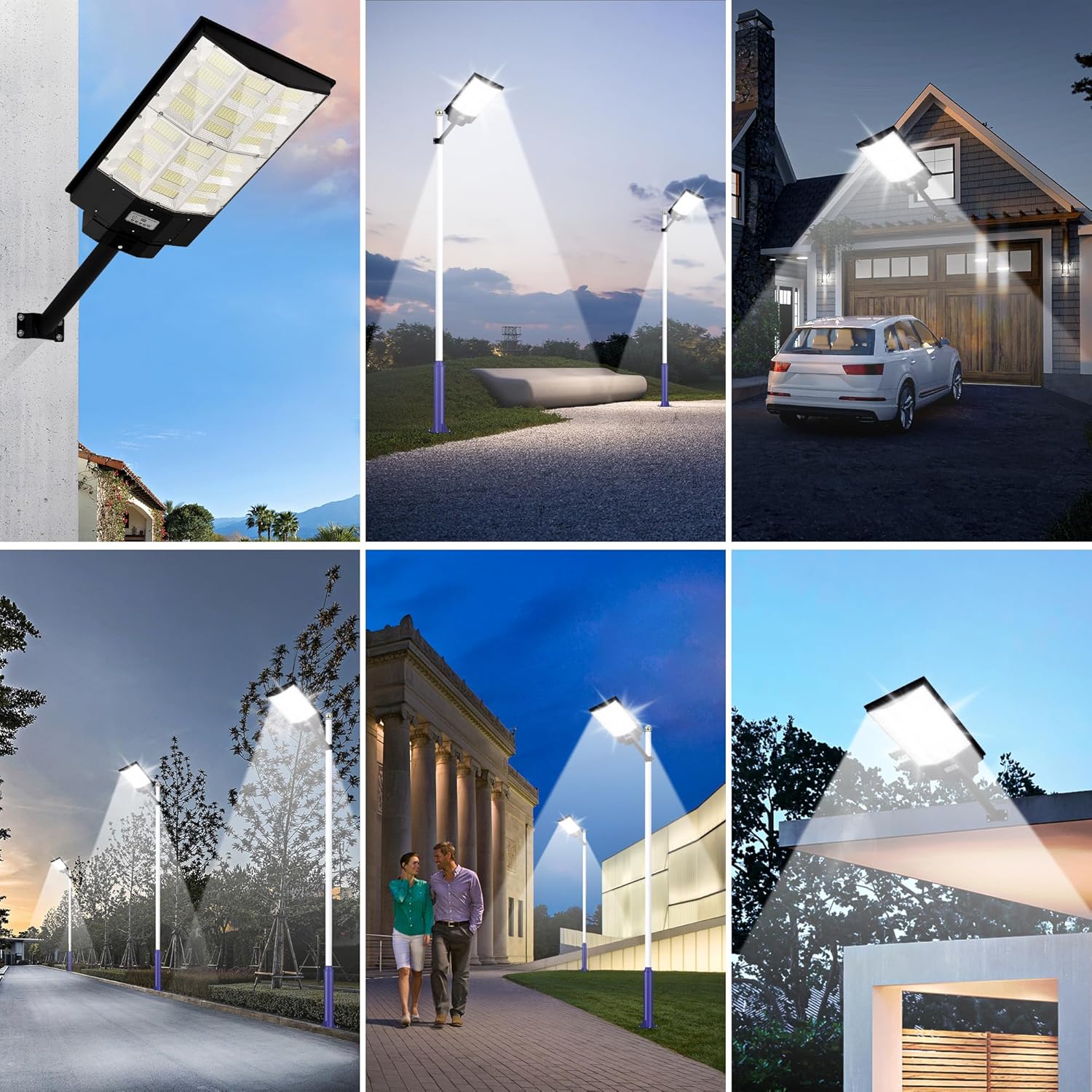 INSDEA 5000W Solar Lights Outdoor, Dusk to Dawn Solar Street Light Motion Sensor, IP66 Waterproof Security Lights - 6500K Flood Lights for Parking Lots, Gardens, Yards