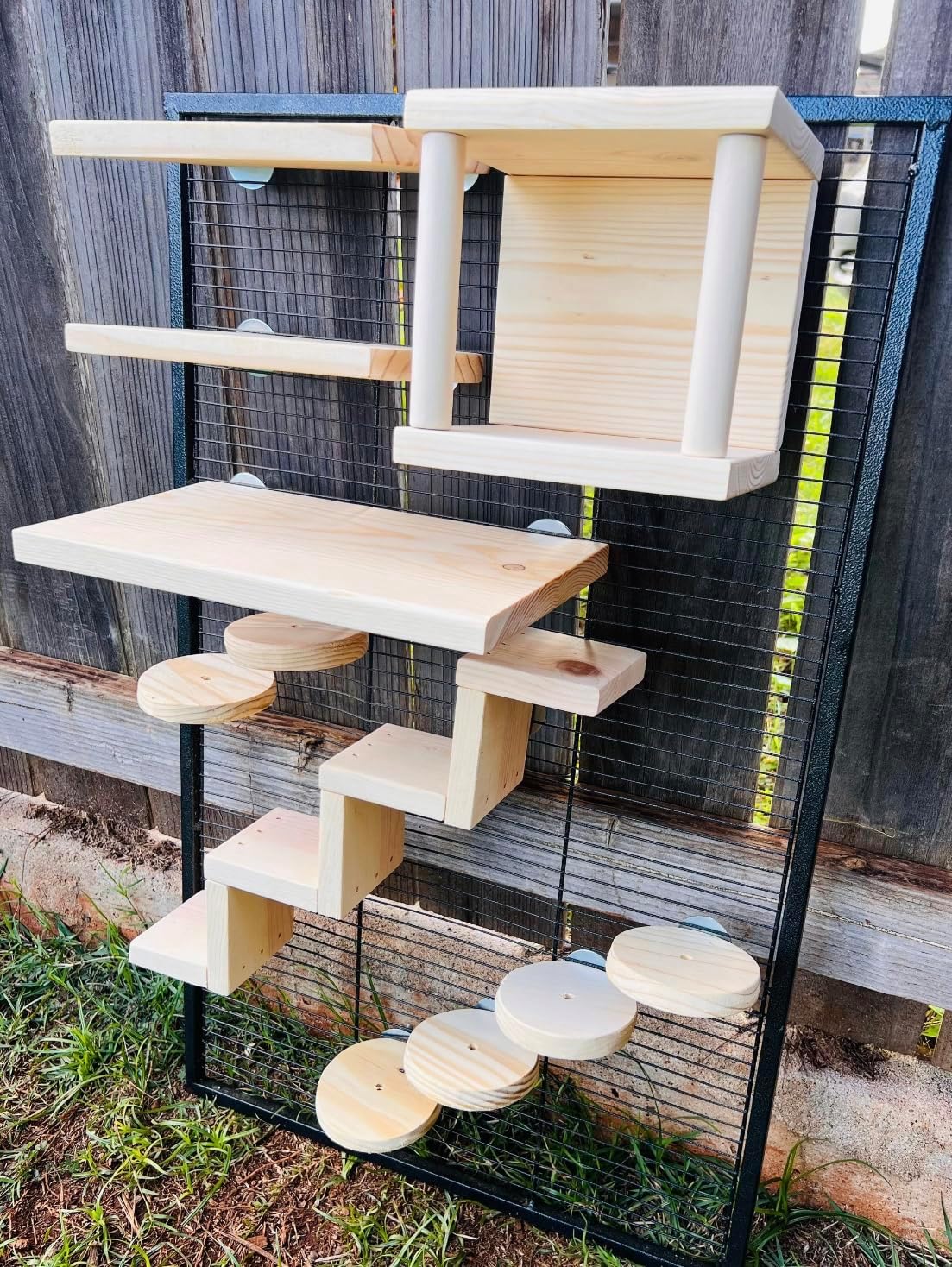 Generic 11 pc Kiln Dried Pine Chinchilla Cage Accessories with Ledges Steps and Tunnel Hideout, Large