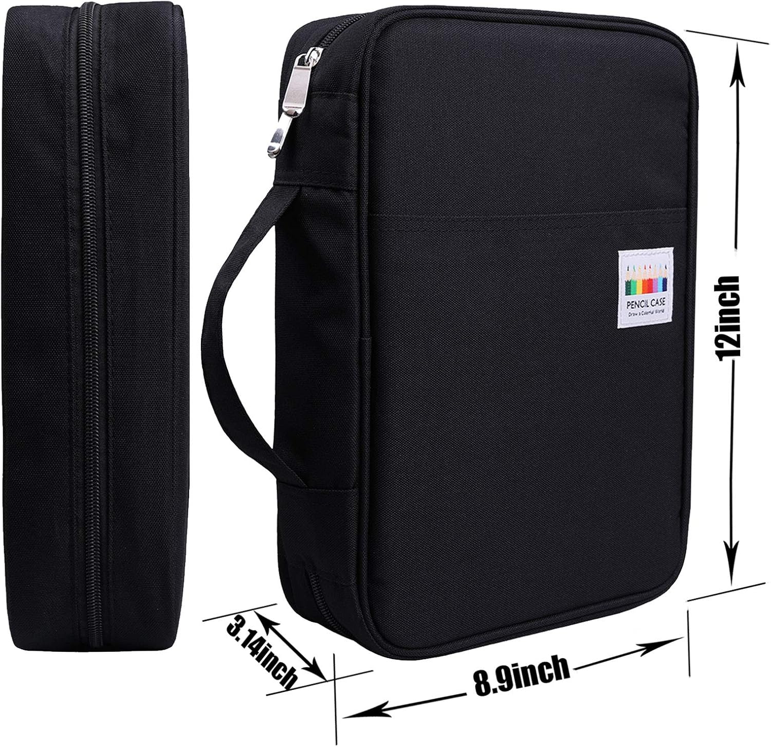 Colored Pencil Case 220 Slots Gel Pens Holder Waterproof Organizer Bag Portable Artist Painting Pencil Pouch Handy Storage Box for Watercolor Pens or Markers and Stationery Supply (Black)