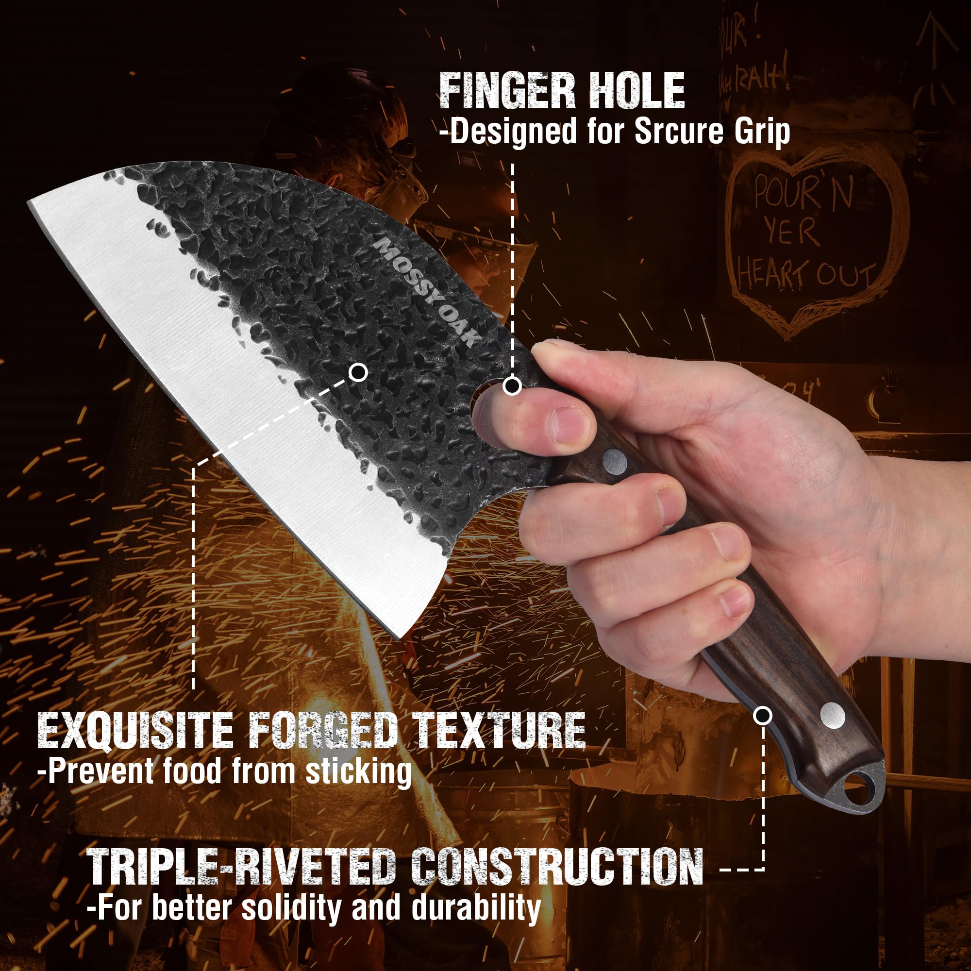 Mossy Oak Butcher Knife Set with Oxford Roll Bag, 3-Piece — Amazon image 4