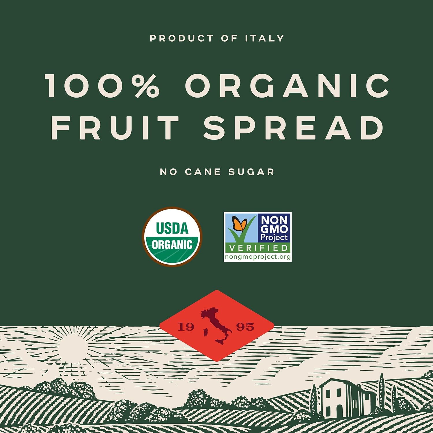 Bionaturae Organic Sour Cherry Fruit Spread - Jelly Organic, Non-GMO, USDA Certified, No Sugar Added, No Preservatives, Organic Fruit Jam, Jam Organic, Made in Italy - 9 Oz, 12 Pack