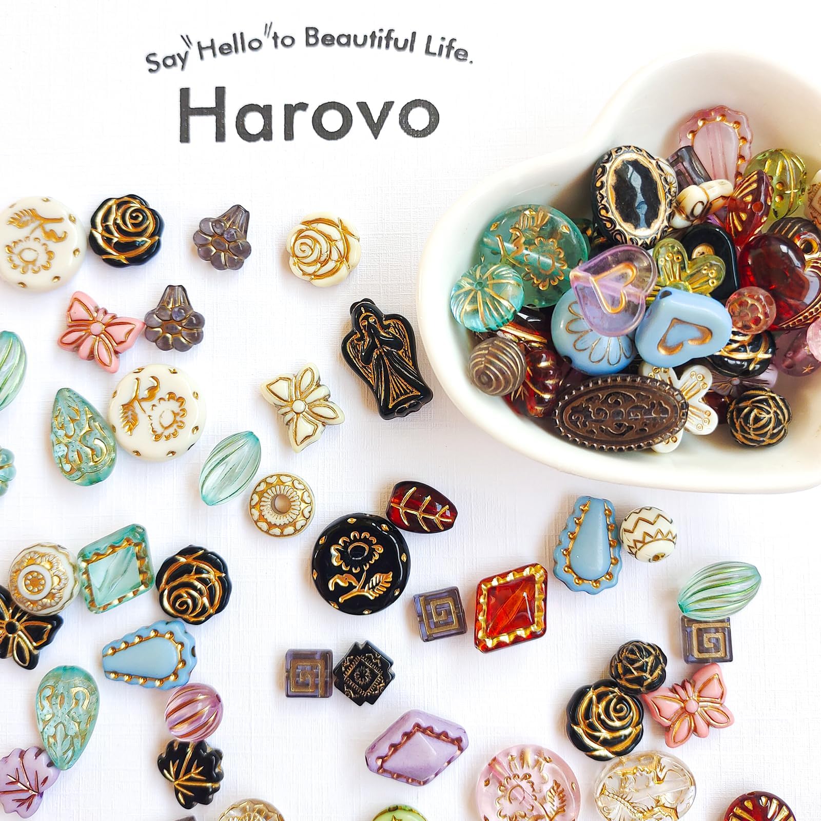 Amazon.co.jp: Harovo ビーズ アンティーク ミックス 50g入り 