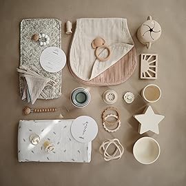 FRIGG Daisy Night Natural Rubber Baby Pacifier | Made in Denmark | BPA-Free (Croissant/Cream, 0-6 Months) 2-Pack