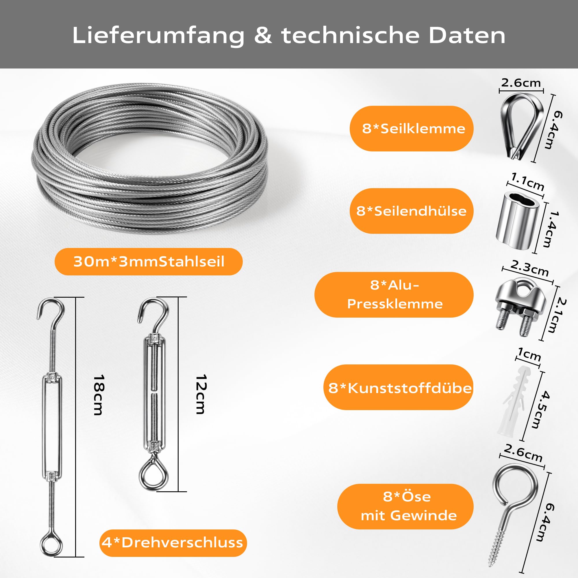 30m Ummanteltes Stahlseil 3mm aus Edelstahl - Flexibles Drahtseil für Rankgitter, Gartenzäune, Außenleuchten und vielseitige Anwendungen, wetterbeständig, rostfrei und langlebig