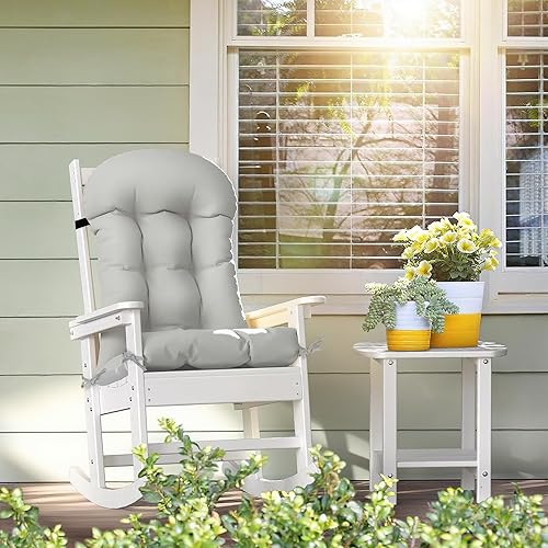 Miniatura 7 de Adirondack - Cojín para silla mecedora, extra grueso, con respaldo alto, 47 x 19.6 x 4 pulgadas, almohadillas de asiento plegables con lazos,