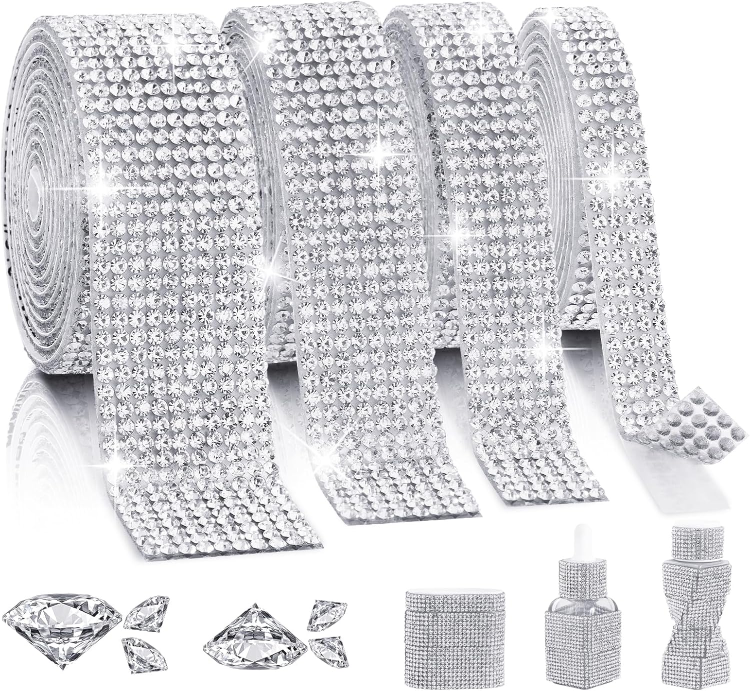 Amazon.com: LYXMYGS Rhinestone Ribbon Self Adhesive, 4-Yard Bedazzling ...