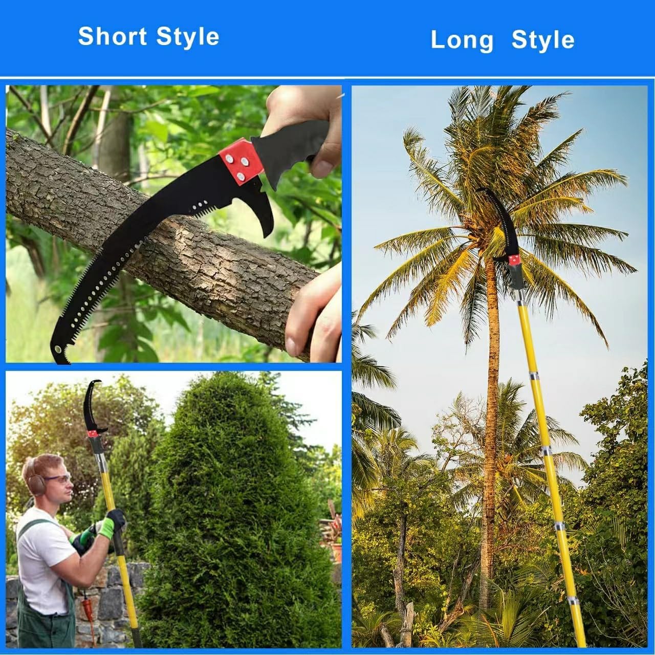 2-32 Feet Pole Saws For Tree Trimming Manual Pole Saw Tree Trimmers Tree Pruner Extendable Tree Pole Saw Yellow