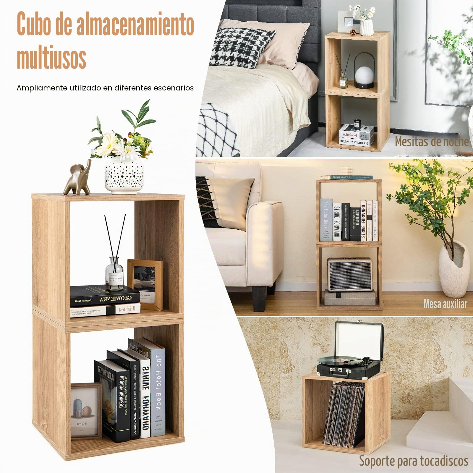 GOPLUS Juego de 2 organizadores de Almacenamiento Decorativos de Cubo, Cubos de Almacenamiento apilables estantes de Almacenamiento