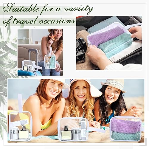 Miniatura 7 de Silkfly 24 piezas de bolsa de aseo transparente de plástico PVC bolsa de cosméticos de viaje con correa de asa bolsa de maquillaje transparente para