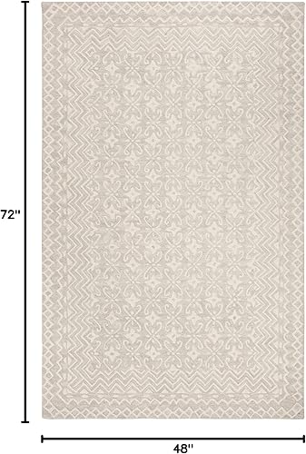 Miniatura 22 de SAFAVIEH Blossom Collection BLM114F - Alfombra de lana prémium hecha a mano de 8 x 10 pies, gris/marfil