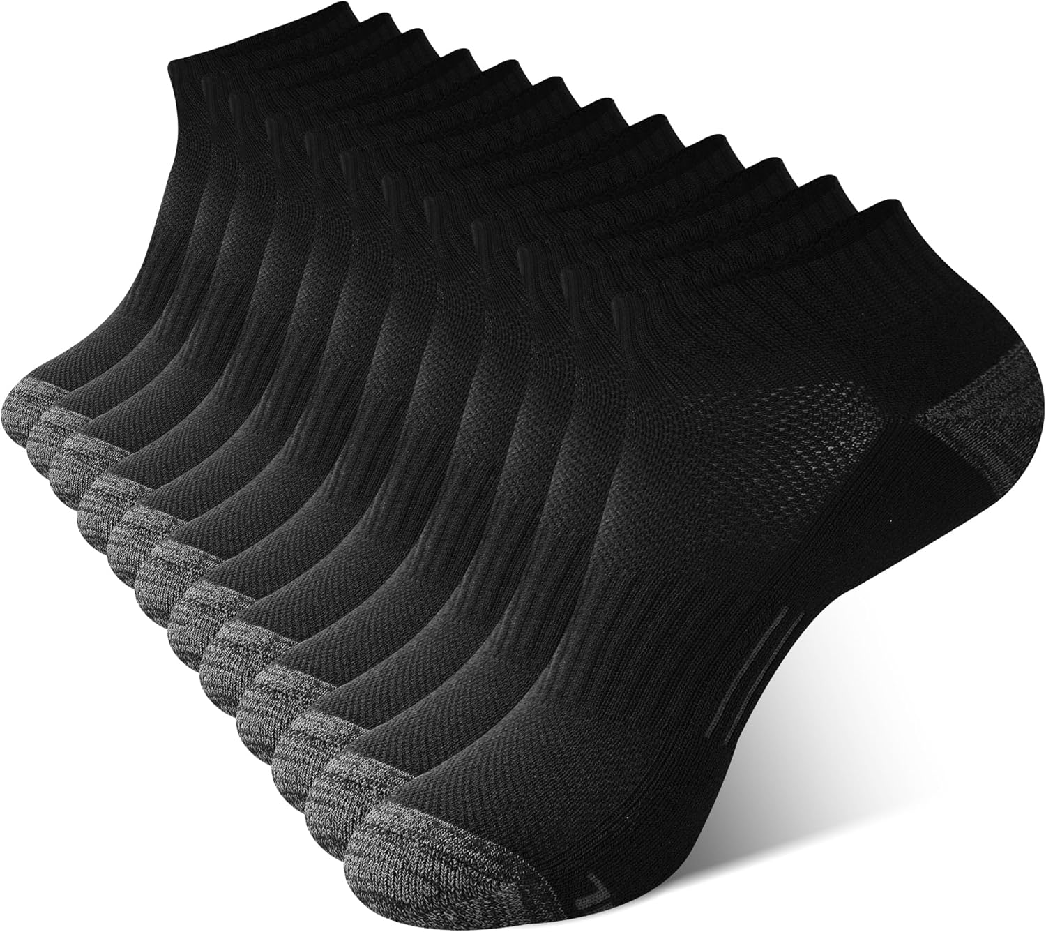 BAMBOO COOL Men's Ankle Socks Athletic Low Cut Cushioned Moisture Wicking, Running Socks Arch Support Breathable, 6 Pack