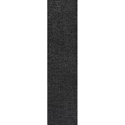 JONATHAN Y SEU100I-28 Haze Solid Low-Pile Indoor Area-Rug Casual Contemporary Solid Traditional Easy-Cleaning Bedroom Kitchen Living Room Non Shedding, 2 ft x 8 ft, Black