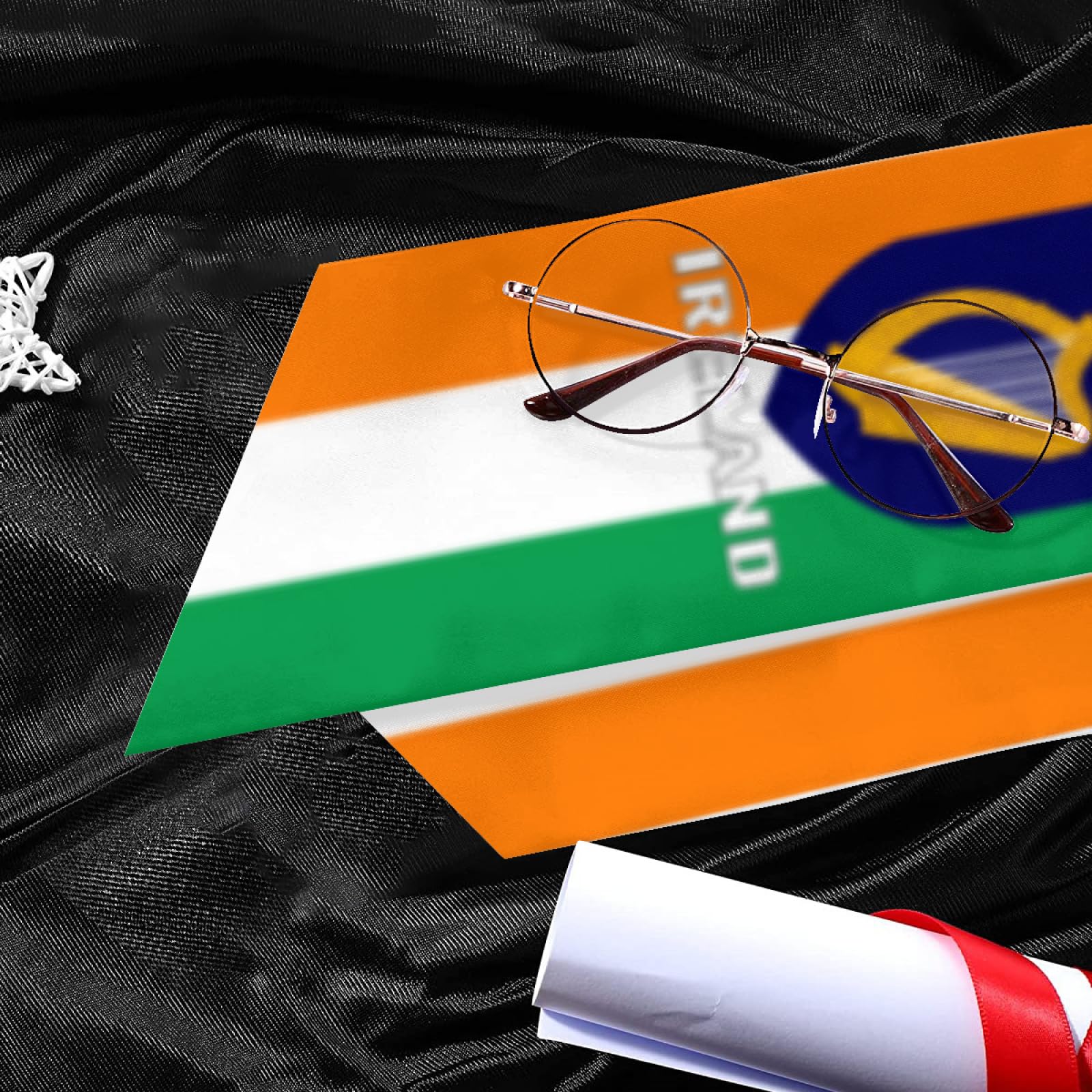 Vintage Ireland Irish Flag Graduation Stole Sash Shawl for Men Women Thickened Duoble-sided Scarf Angled for International Students Teachers Study Aboard Graduate Gift 72 inches Unisex